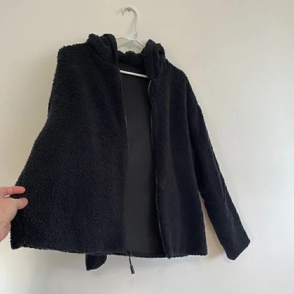 VS PINK VICTORIA'S SECRET Reversible Sherpa Lined Full Zip Hoodie Sweatshirt M - Picture 12 of 16